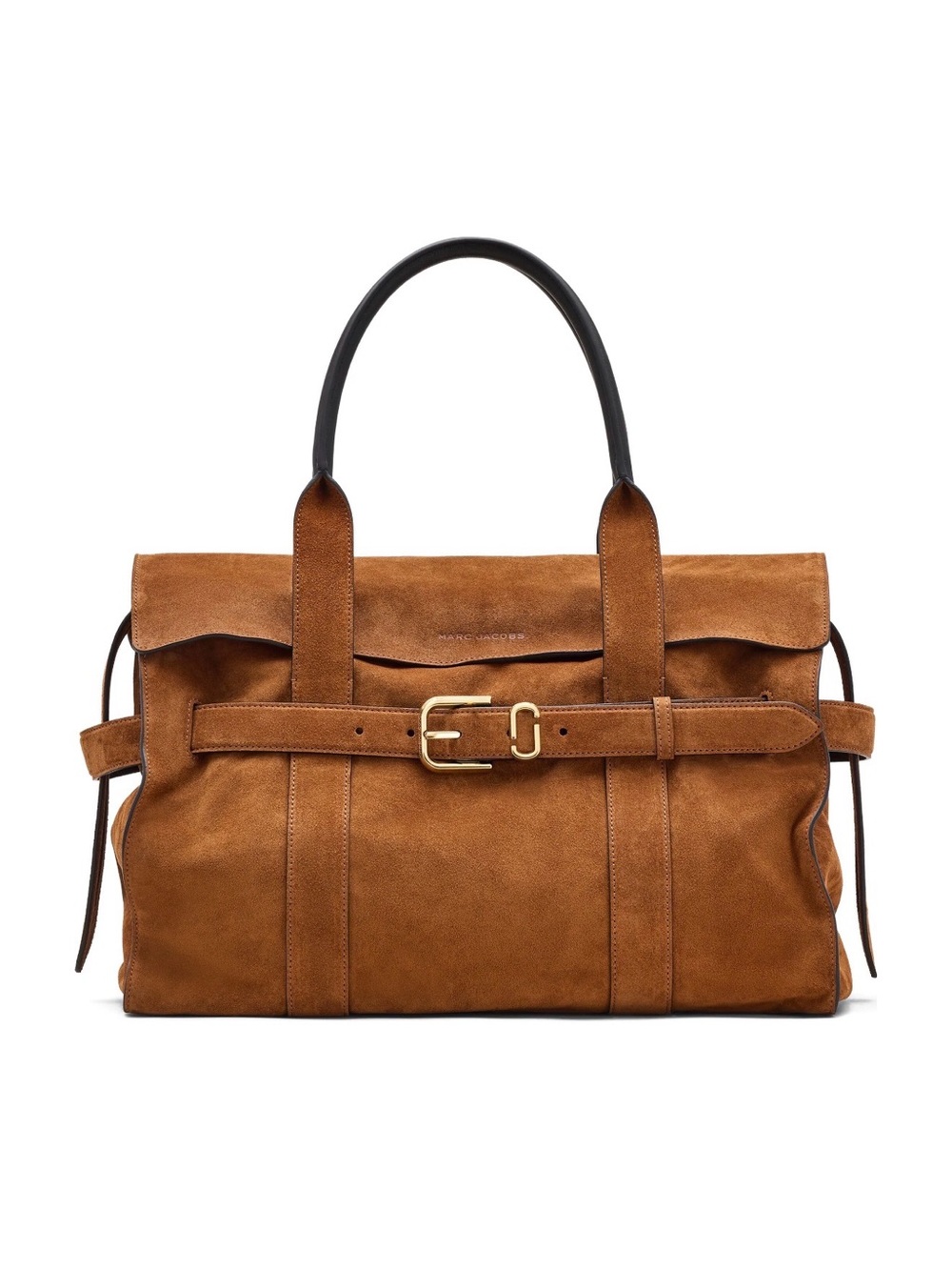 Marc Jacobs Brown Suede Duffel with Black Handles and Gold Buckle - Picture 2 of 3